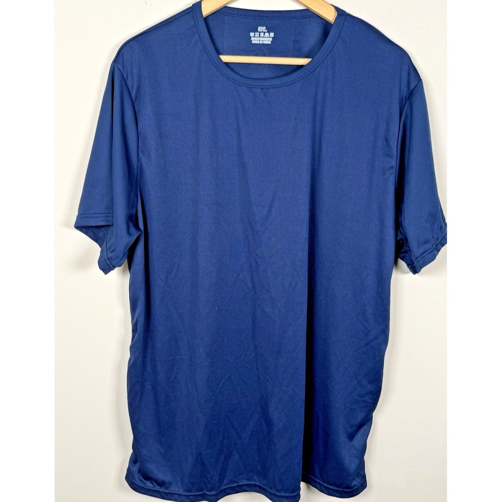 Training Mesh Stretch Gym T-shirt Athletic Tee Workout Blue Men's Size 3XL